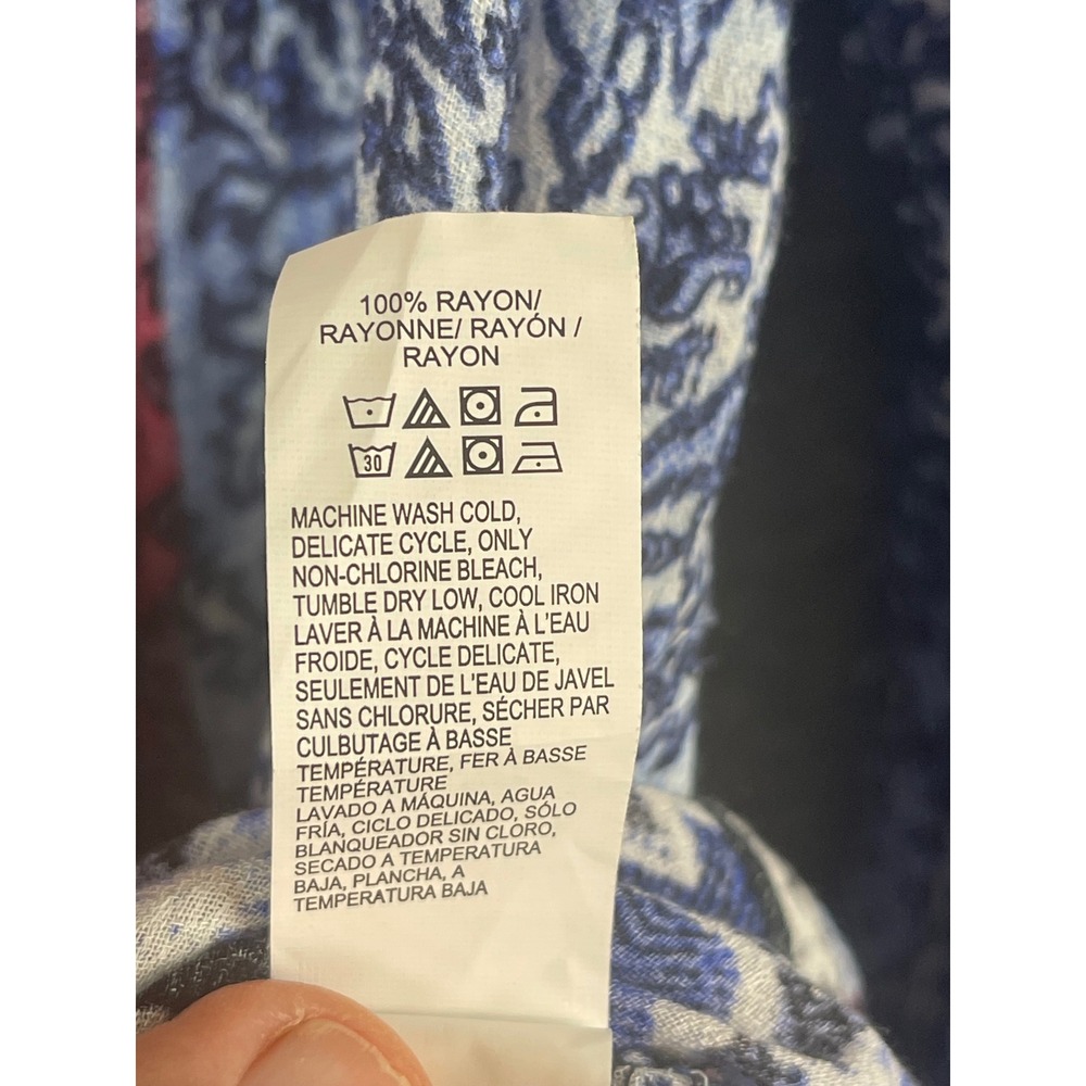 Lucky Brand Blouse Womens XL Pink Blue Excellent Paisley Patchwork Long Sleeve - Picture 14 of 14
